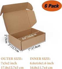 Reliable 6 Pack Cardboard Gift Boxes – 7x5x2 Inch for Small Business & Mailing
