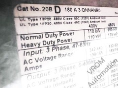 Allen Bradley 20BD180A3QNNANB0 /A POWERFLEX 700 150 HP