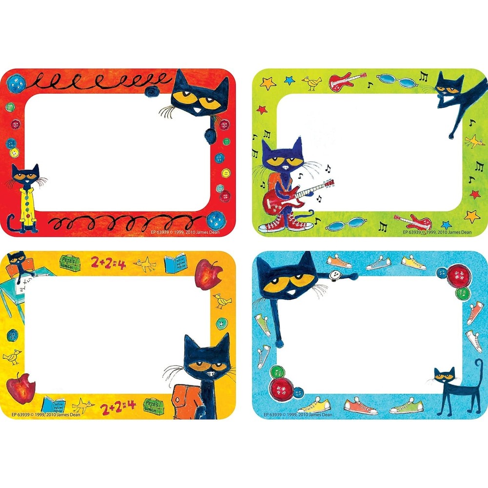 Edupress EP63939 Pete the Cat Name Tags/Labels 3.5″ x 2.5″, Red