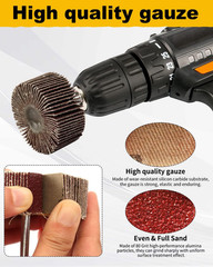 8 Pcs Flap Wheel Sander Set, 1/4″ Shank 8Size Flapper Wheel, Long-Lasting Cy…
