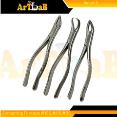 Set of 3 Dental Extraction Forceps Universal, Upper & Lower, #23,#150,#151