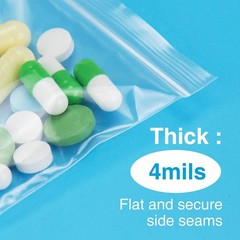 100pcs 2×3 Inch Clear Zip Lock Bags Resealable Poly Bags 4 Mil Heavy Duty