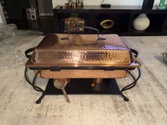 HUBERT Copper Chafer Chafing Dish with Black Metal Holder 8 Qt Upscale Catering