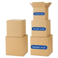 Poever Assorted Shipping Boxes, Brown, 4x4x4, 5x5x5, 6x6x6 inches