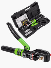 10 Tons Hydraulic Wire Battery Cable Lug Terminal Crimper Crimping Tool with 9 P