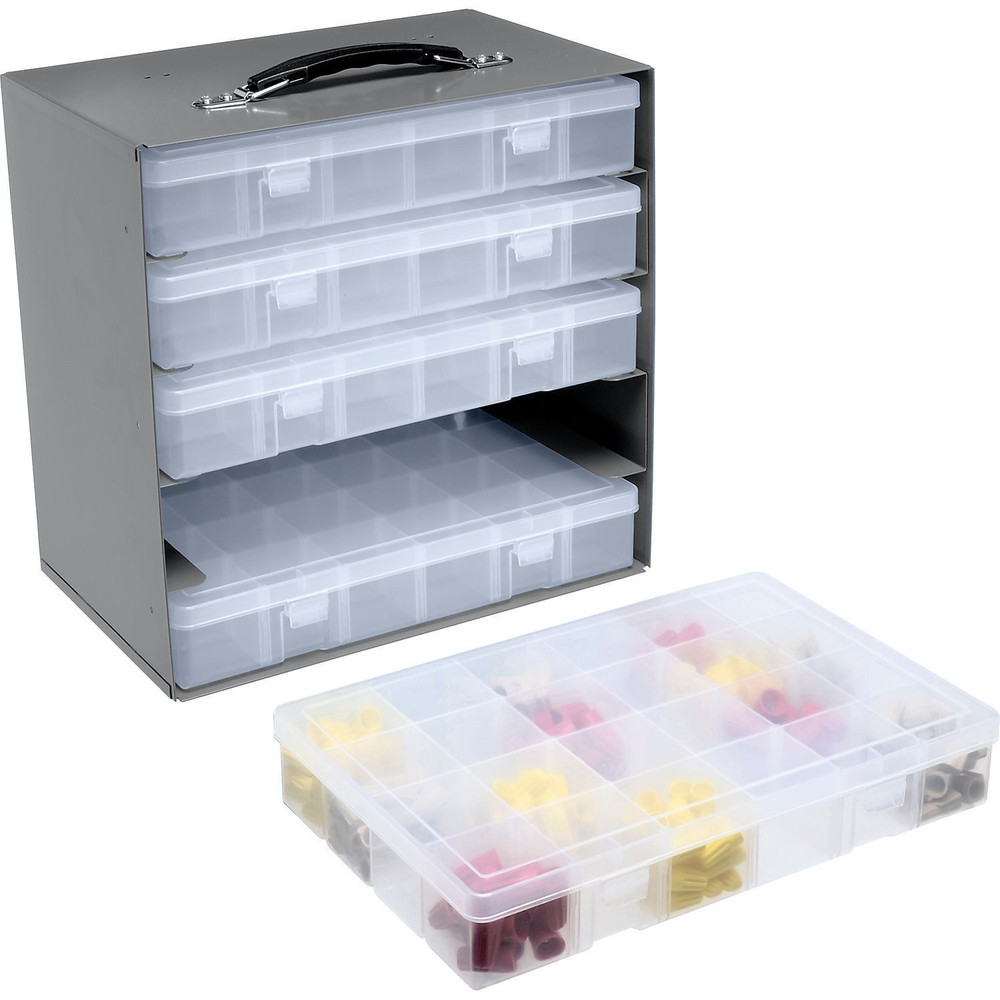 Durham Steel Compartment Box Rack with 5 of Adjustable Divider Plastic Boxes