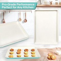 Spmarkt 3-Pack Blue Ceramic-Coating Baking Sheet Pans, 18inch,