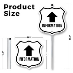 Information Up Shield Shaped Sign With Stake Weather Resistant Made in the USA
