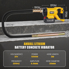 2M Cordless Concrete Vibrator, 2X3000Mah 21V Batteries Compatible with Makita Ba