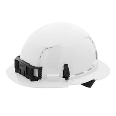 BOLT White Type 1 Class C Full Brim Vented Hard Hat with 4 Point Ratcheting Susp