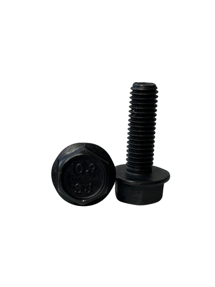 100 pcs M8-1.25×25 Hex Flange Frame Bolt Class 10.9 DIN 6921 Zinc Phosphate Oil