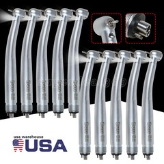10Pcs USA Dental Fiber Optic LED E-generator Turbine Handpiece Triple 4Hole UDM4