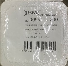 BM 00554 Insulated End Sleeve/Bootlace Lug,2 X 1mm2/18 AWG, Yellow, 200 Pc’s Pkt