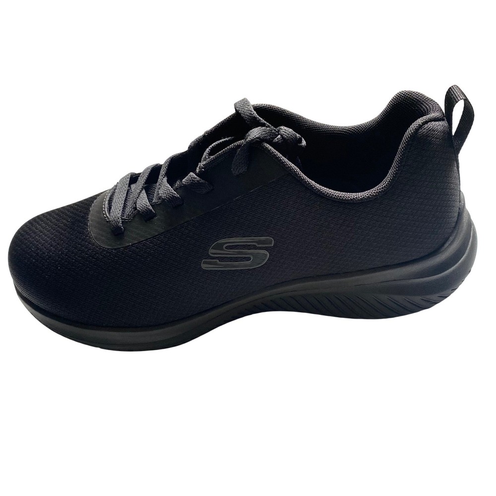 Skechers Work Mens Black Slip Resistant Wide Fit Memory Foam Shoes 9 Wide NWOB