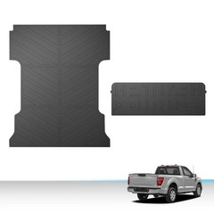 TPE Truck Bed Mat+Tailgate Mat Floor Mats, 2PCS