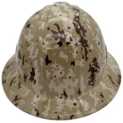 Desert Digital Camo Hydro Dipped Full Brim Hard Hat with Ratchet Suspension