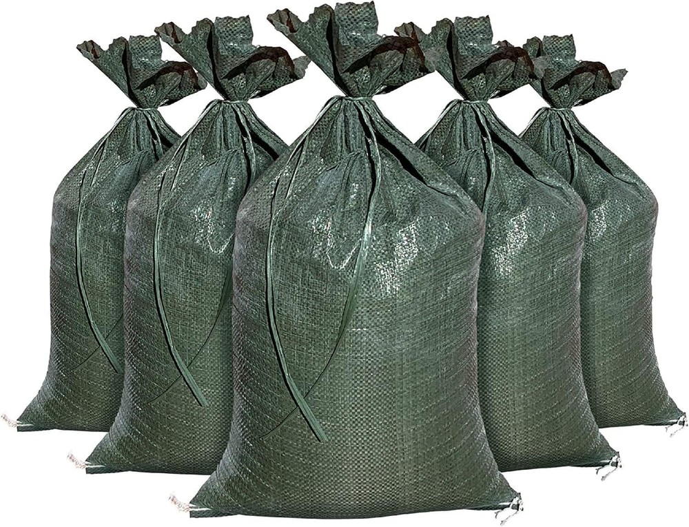 25 Green Empty Sandbags For Sale 14×26 Sandbag Sand Bags Bag Poly