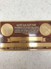 NEW Vintage SSN Social Security Card Metal USA Serenity Prayer God Grant Me