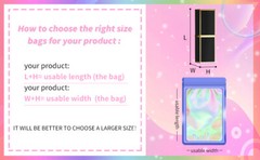 100 Pack White Holographic Ziplock Bags Resealable Sealable Mylar Packaging Bag
