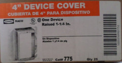 25 pk RACO 775 Plaster 1-1/4″ Mud Ring Square 4 in. Cover 1-Device Raised