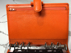 Rare HTF Filofax Orange Leather Finsbury Personal Organizer Planner 7.5″Ht 5.25W