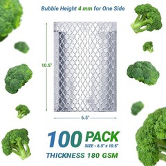 100 Thermal Insulated Bubble Mailers 6.5×10.5 Food Grade Envelopes