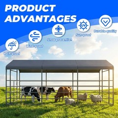 13x20ft Heavy-Duty Galvanized Metal Livestock Shelter Cattle Barn Shed US Stock
