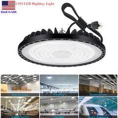 300W UFO LED High Bay Light, IP65 UFO HighBay Shop Garage Lighting with US Plug