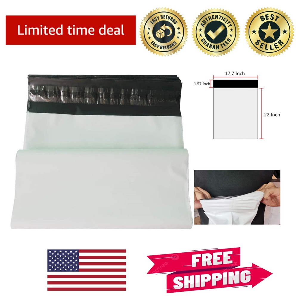 Durable 2.36 Mil Poly Mailers 17.7 x 22 – Perfect for Soft Item Shipping