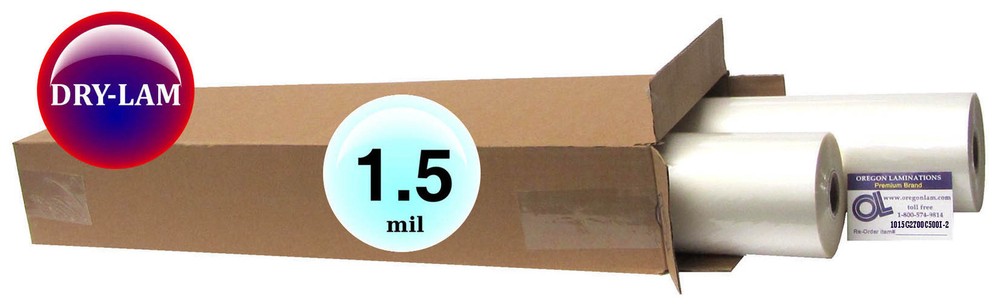 DryLam Standard Hot Laminating Roll Film 27-inch x 500′ x 1″ core 1.5 Mil [pk 2]