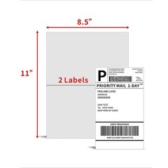 50 Shipping Address Labels Blank 8.5″x5.5″ Half Sheet Self Adhesive 2 Per Sheet