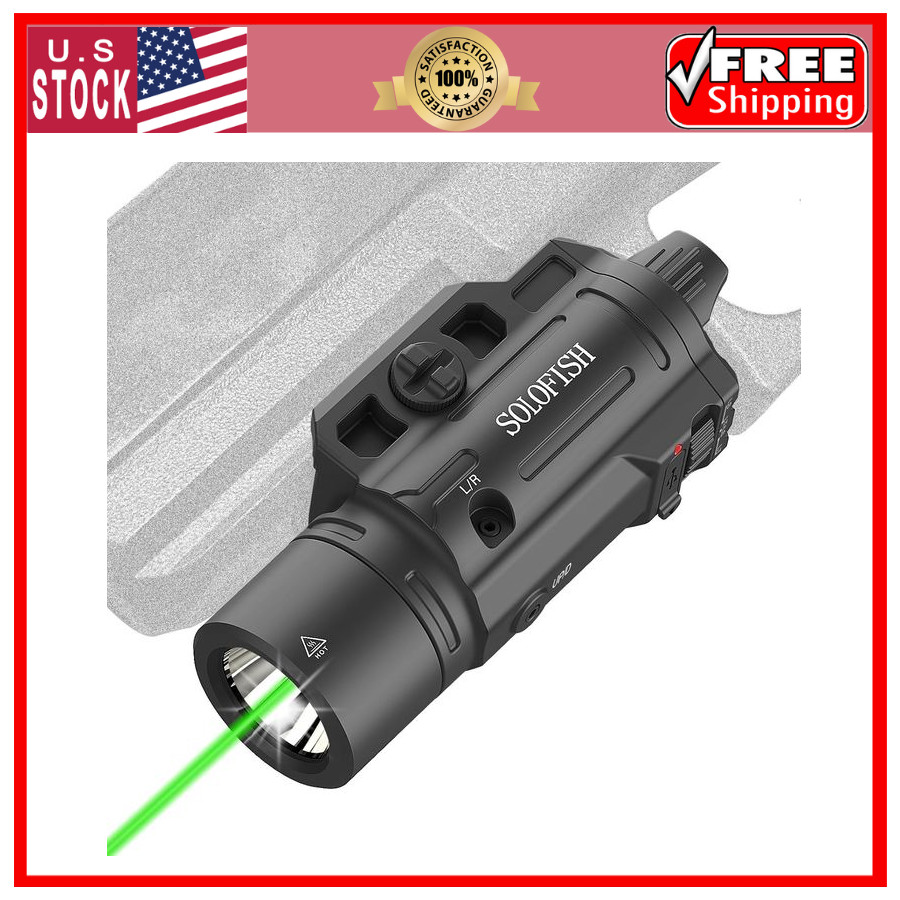 1500Lm Slidable Pistol Light and Green Beam Combo with Strobe/Momentary, Recharg