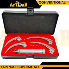 GERMAN LARYNGOSCOPE SET OF 4 INTUBATION BLADES 1,2,3,4 + MEDIUM HANDLE