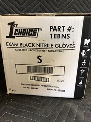 1000ct Case 1st Choice Nitrile Gloves Black 3 Mil Exam Powder Free Non Latex Sm