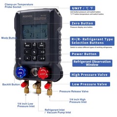 Rogvoc Digital Manifold Gauge Hvac Refrigerants Digital Ac Gauges Set 2