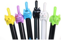 RECHENG retractable cat gel pens,Fine Point 0.5mm black ink,Cute kitty fun ba…