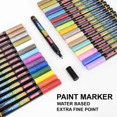 ZEYAR Acrylic Paint Pens, Water based Extra Fine Point, 32 vibrant colors, Opaqu