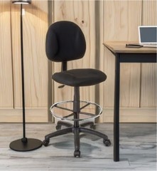 Boss Ergonomic Drafting Chair Without Arms, Mid BlackBack Office Seat (B1615-BE)