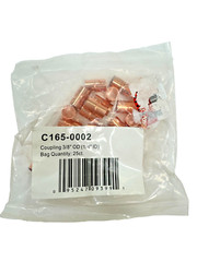 PKG 25 – 3/8″ OD (1/4″ ID) Copper Sweat / Solder Coupling PN: C165-0002
