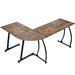 L-Shaped Corner Desk Computer Gaming Desk PC Table Writting Table Office Brown