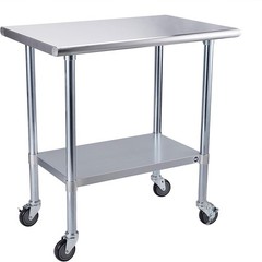 ROCKPOINT Stainless Steel Table for Prep & Work with Caster 36×24 Inches, NSF Me