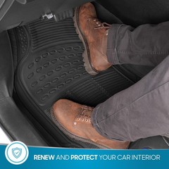 BDK ProLiner Car Floor Mats – Heavy Duty Rubber, Universal Fit, Black