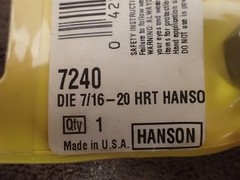 NEW Irwin 7240 High Carbon Steel 7/16″-20 Hex Rethreading Die 7/8″ O.D (BN271)