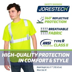 Hi Vis T Shirt ANSI Class II Reflective Safety Lime Short Sleeve HIGH VISIBILITY