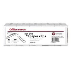 Office Depot Brand Paper Clips, No. 1 Regular, Silver, Nonskid True, Silver