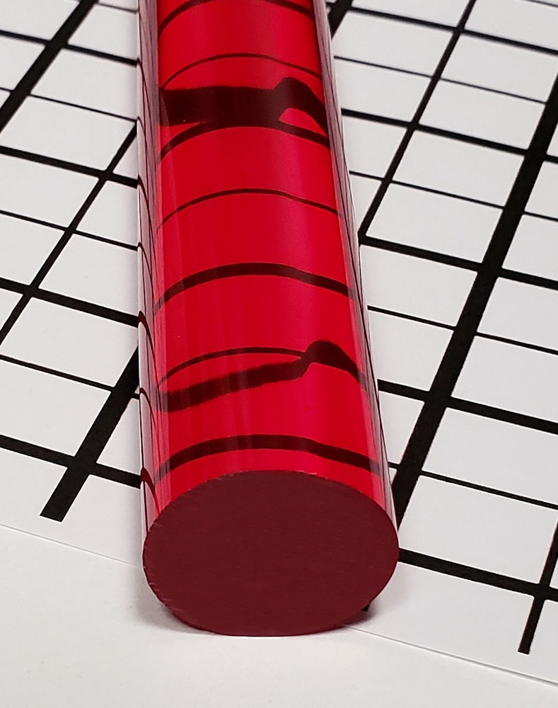 1 1/4” DIAMETER 12” INCH LONG RED CLEAR TRANSLUCENT ACRYLIC LUCITE COLOR ROD
