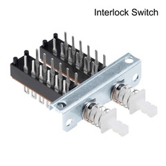 Interlock Push Button Switch Piano Type 4PDT 12 Pin 2 Rows