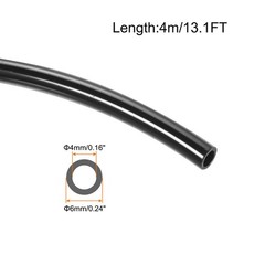 Flexible Pneumatic Tubing Pipe 6mm x 4mm Black PU Polyurethane Tube 13.1FT 4M