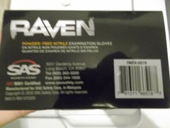 New Box of 100 SAS Safety Raven Black 7 MIL Nitrile Exam Gloves-Sz L-66518