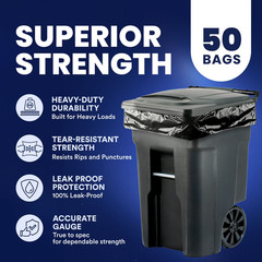 Plasticplace 95-96 Gal Trash Bags 1.2 Mil 50 Ct Black FREE SHIP
